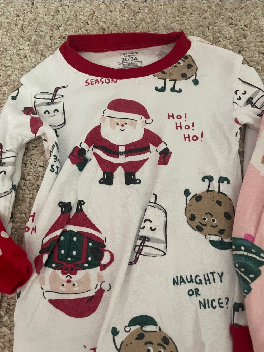 Carters Kids Christmas Pajama Tops - Red, White, Pink - Picture 5 of 7